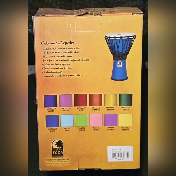 Toca Freestyle Colorsound 7" Djembe In Metallic Orange in Box - Picture 5 of 6
